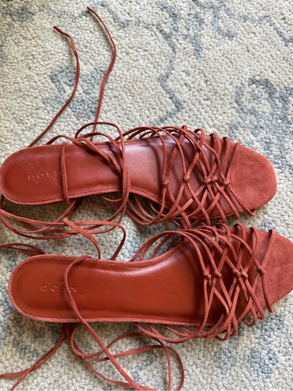 Doen Suede Lace-Up Rust Color Sandals - Picture 2 of 7